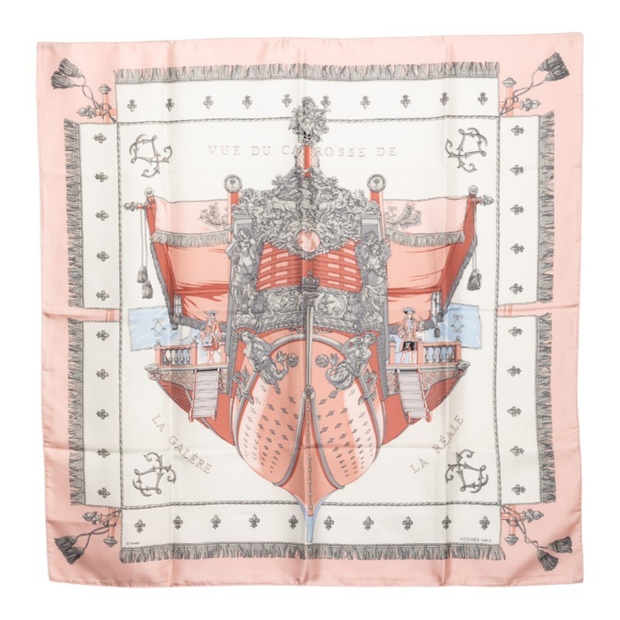 Hermes Carre 90 Queen's Coronation Vue Du Carrosse De La Galere Reale Scarf M...